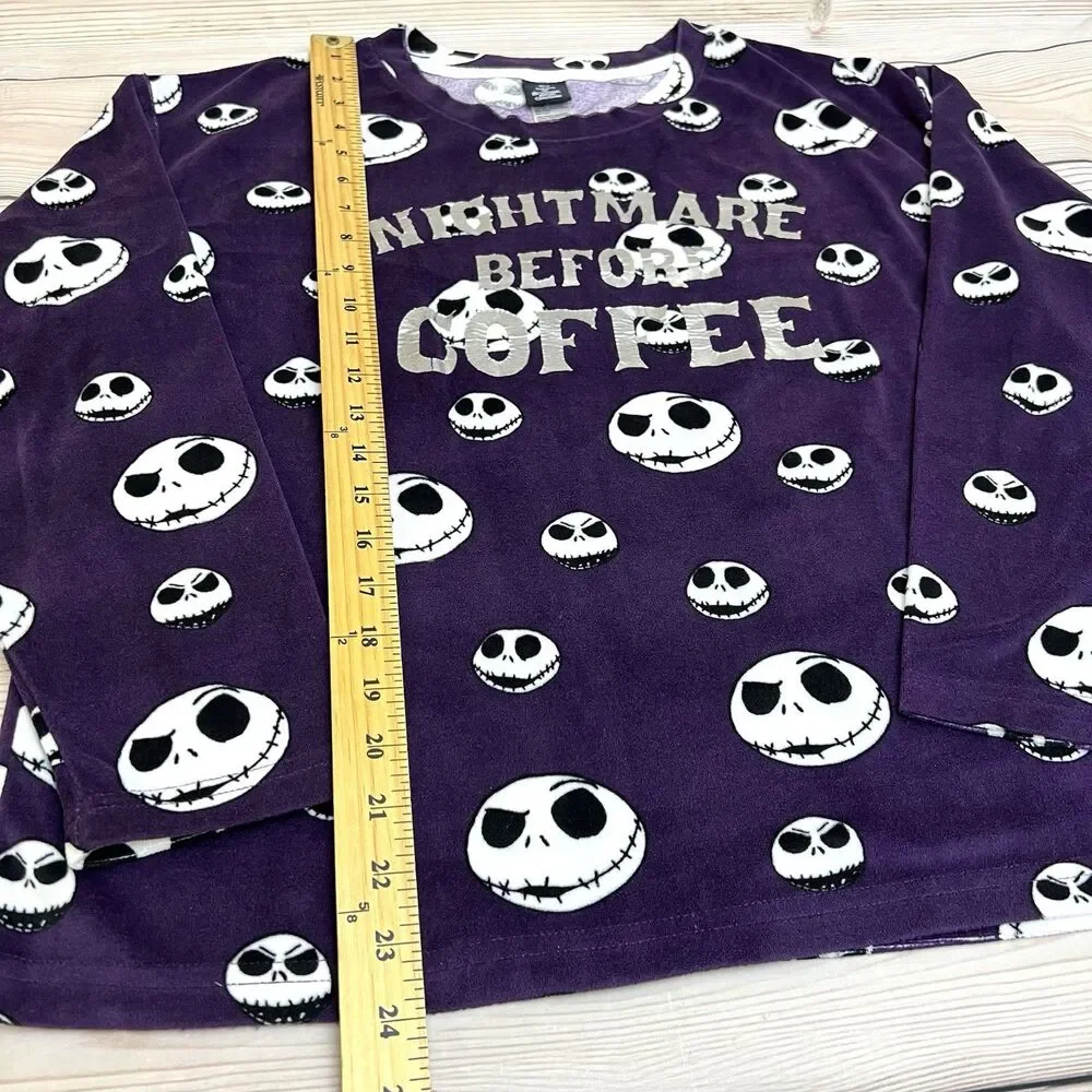 “Nightmare Before Coffee” Christmas Disney Womens S Purple Pajama Top Sleepwear - Picture 8 of 12